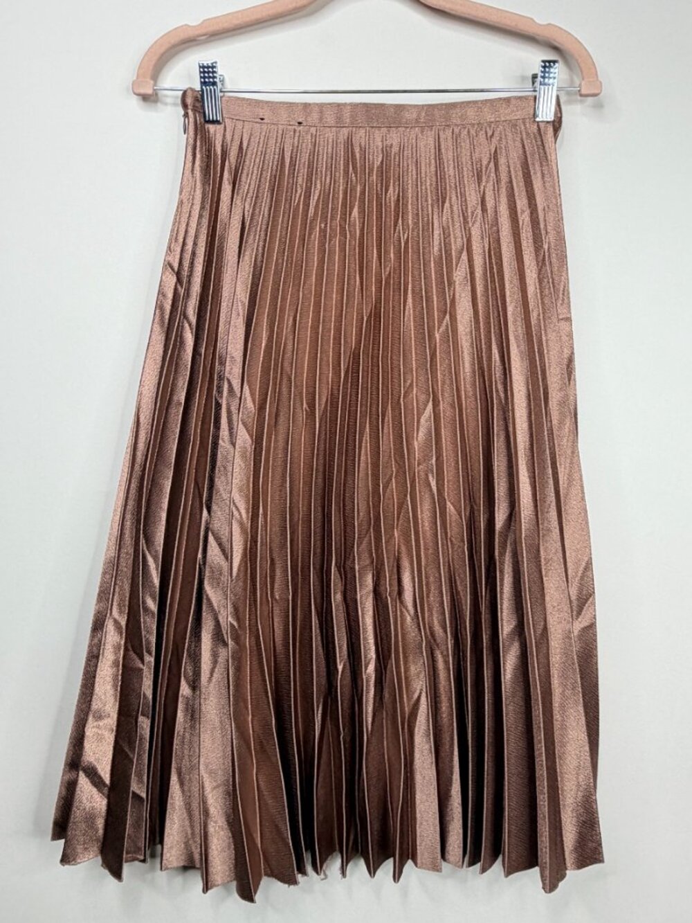 2/$30 Banana Republic Satin Sheen Pleated Midi Skirt Rose Pink 0 #A2452 - Picture 6 of 10